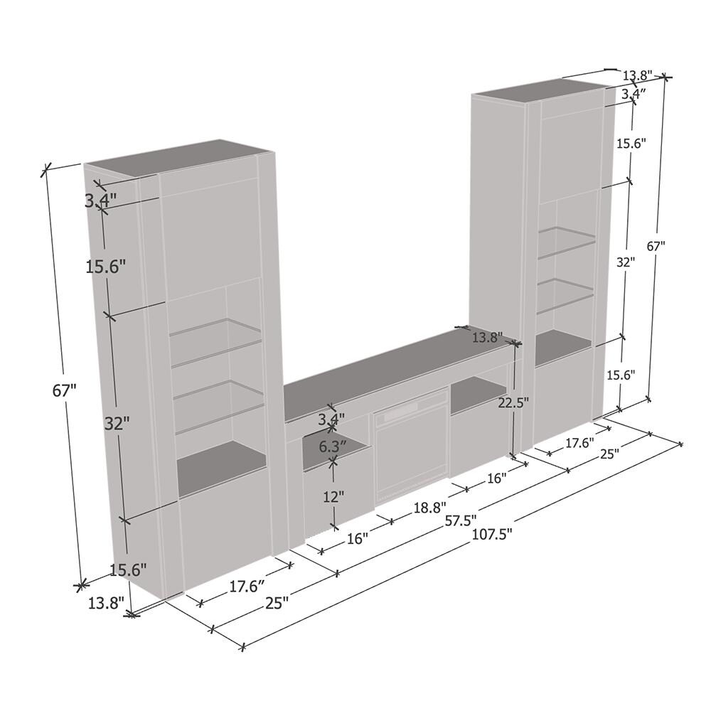 Milano Modern Electric Fireplace / Entertainment Center Wall Unit