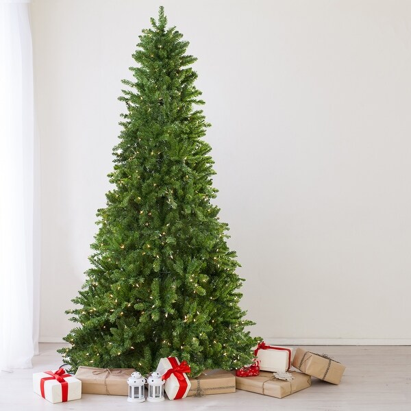 10' PreLit Everett Pine Slim Artificial Christmas Tree，Clear Lights