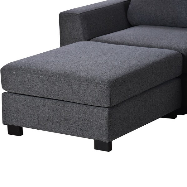 3 Pieces U-shaped Sectional Sofa Polyester Upholstered Sofa Chaise with Ottomans