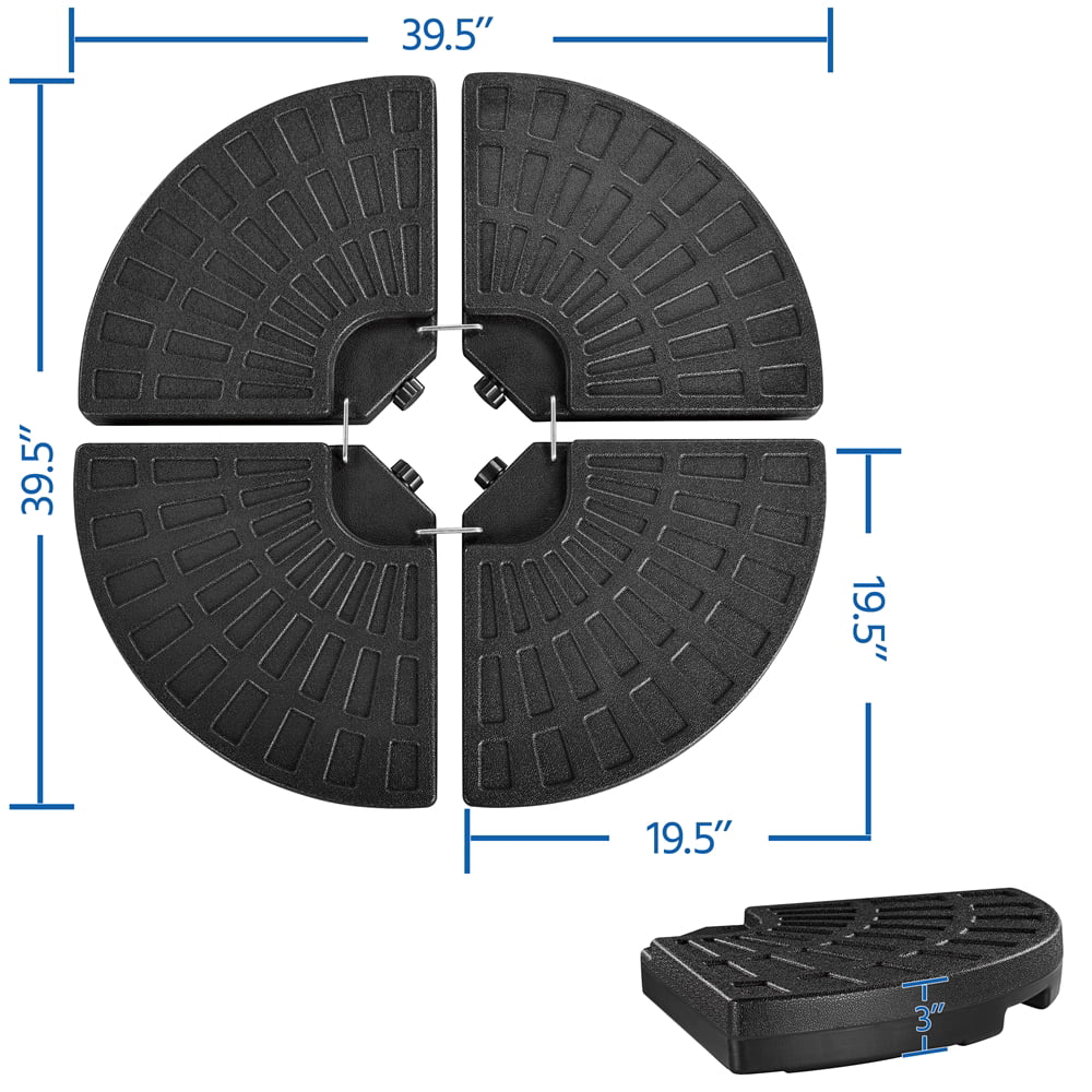 Easyfashion 14.9 lbs. Black Round Polyethylene Patio Umbrella Base