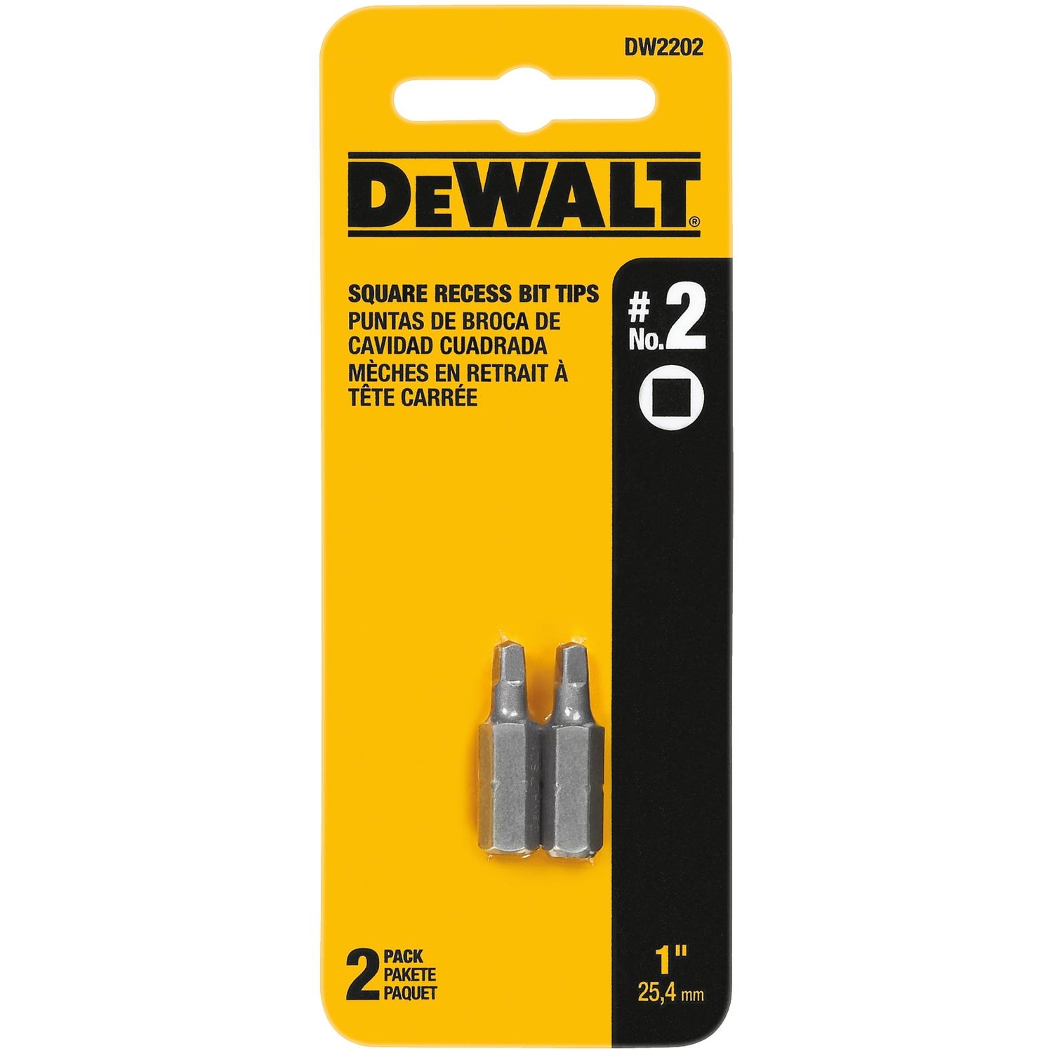 DW Square Recess #2 X 1 in. L Screwdriver Bit Heat-Treated Steel 2 pc