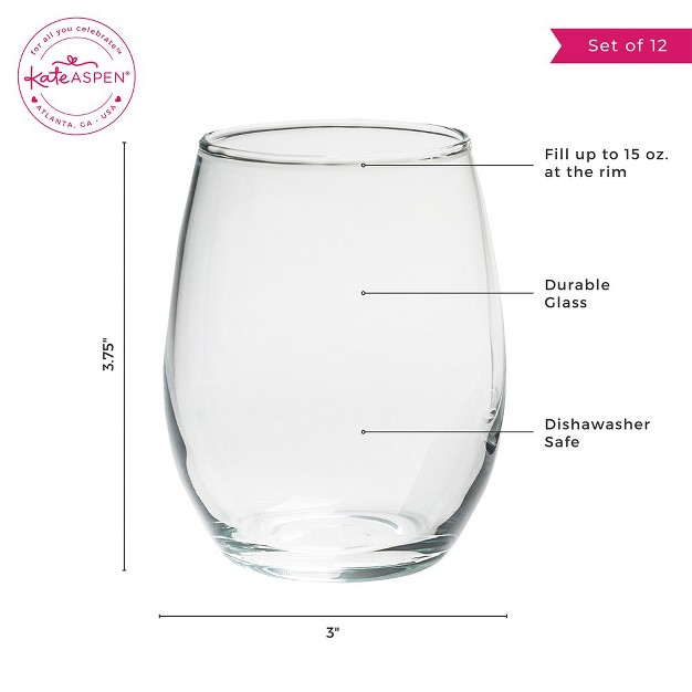 Kate Aspen Clear Stemless Wine Glasses Case Of 12