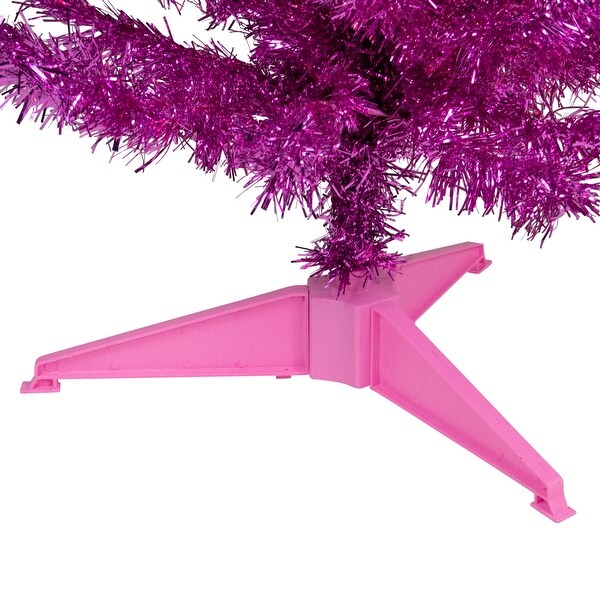 PreLit Pink Artificial Tinsel Christmas Tree Clear Lights