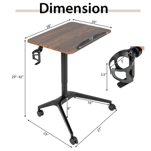 Costway 91845362 Pneumatic Standing Desk with Anti...