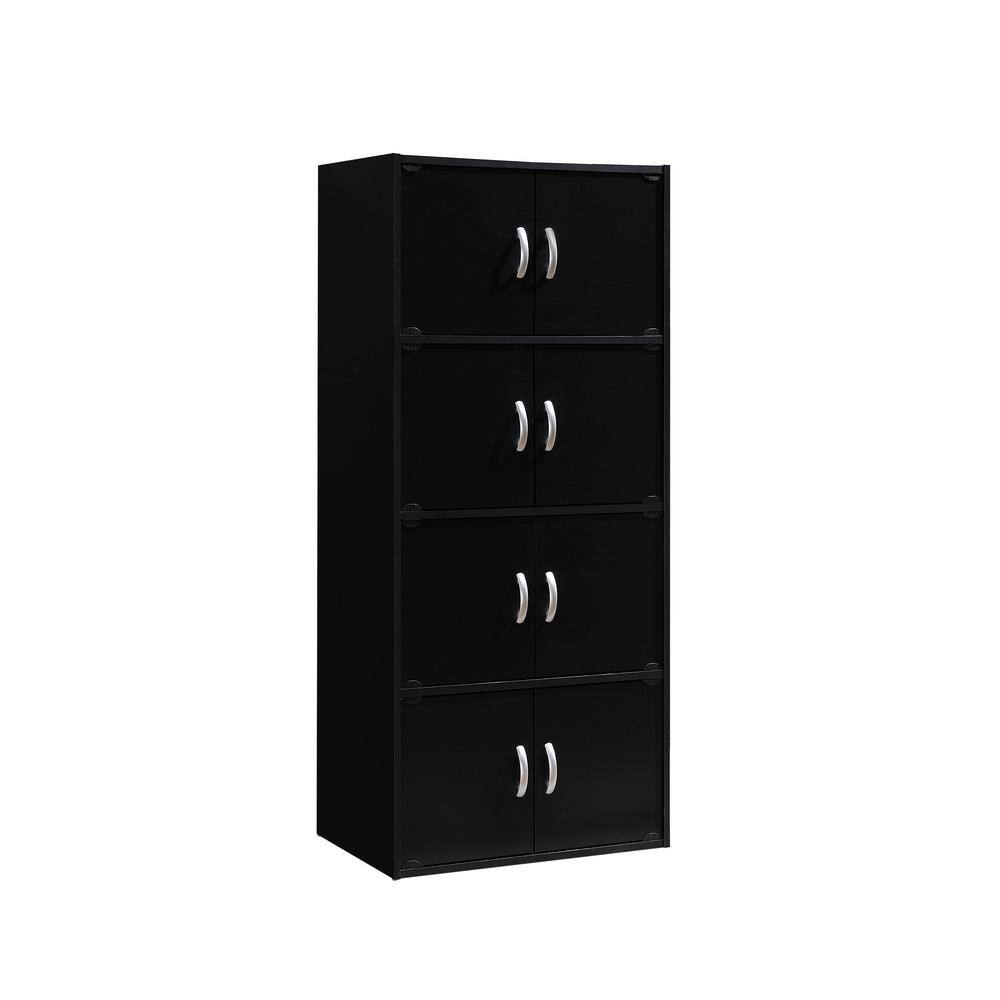 HODEDAH 4-Shelf 54 in. H Black Bookcase with Double Doors HID44 BLACK