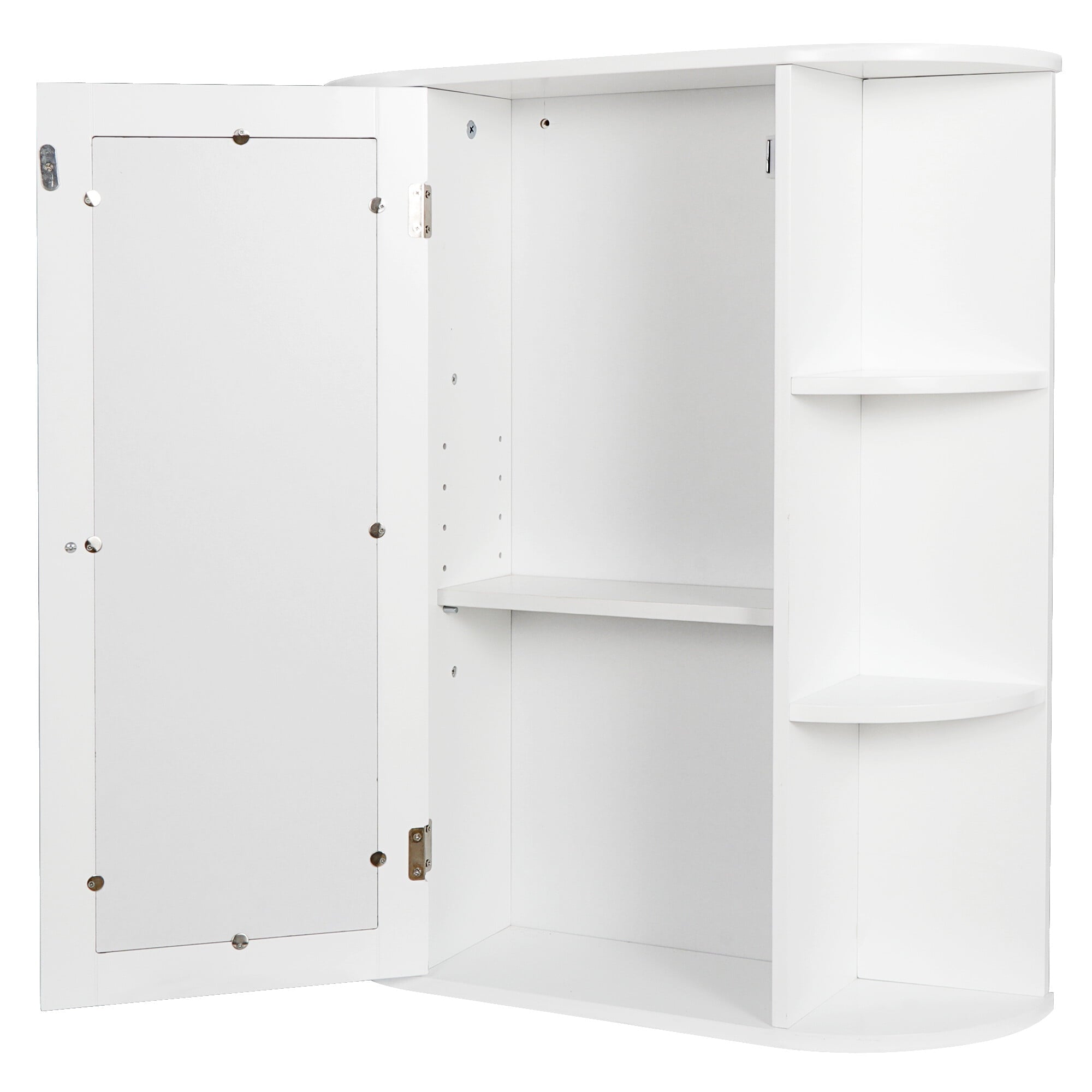 HomGarden Mirror Door Wall-Mount Bathroom Cabinet, Medicine Cupboard White, 6.5” W