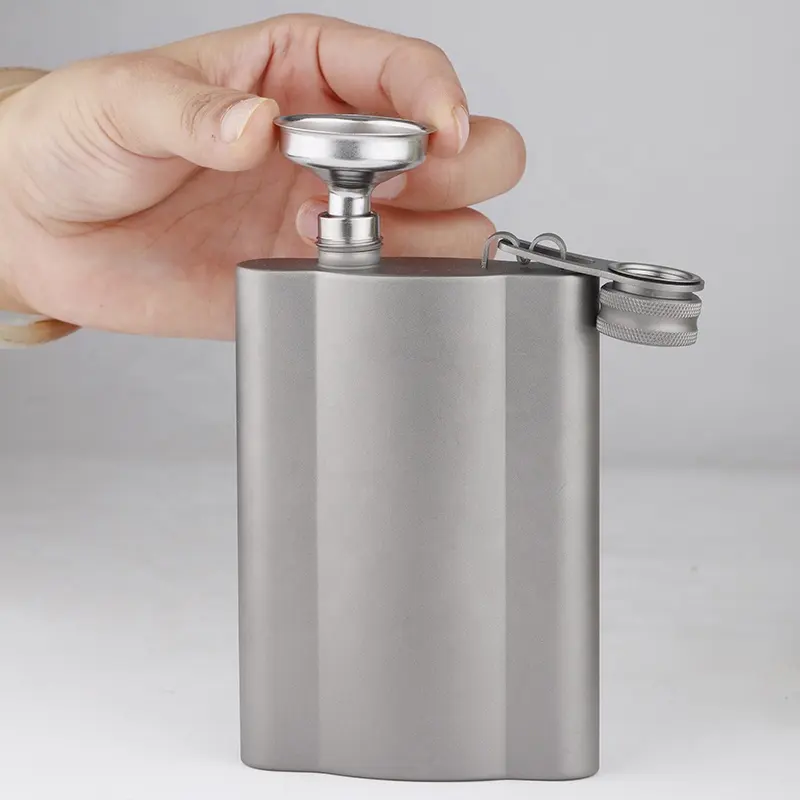 260ml Portable Food Grade Titanium Hip Flask Whiskey Flagon Water Coffee Tea Bottle for Outdoor Camping Hiking Gear Tools