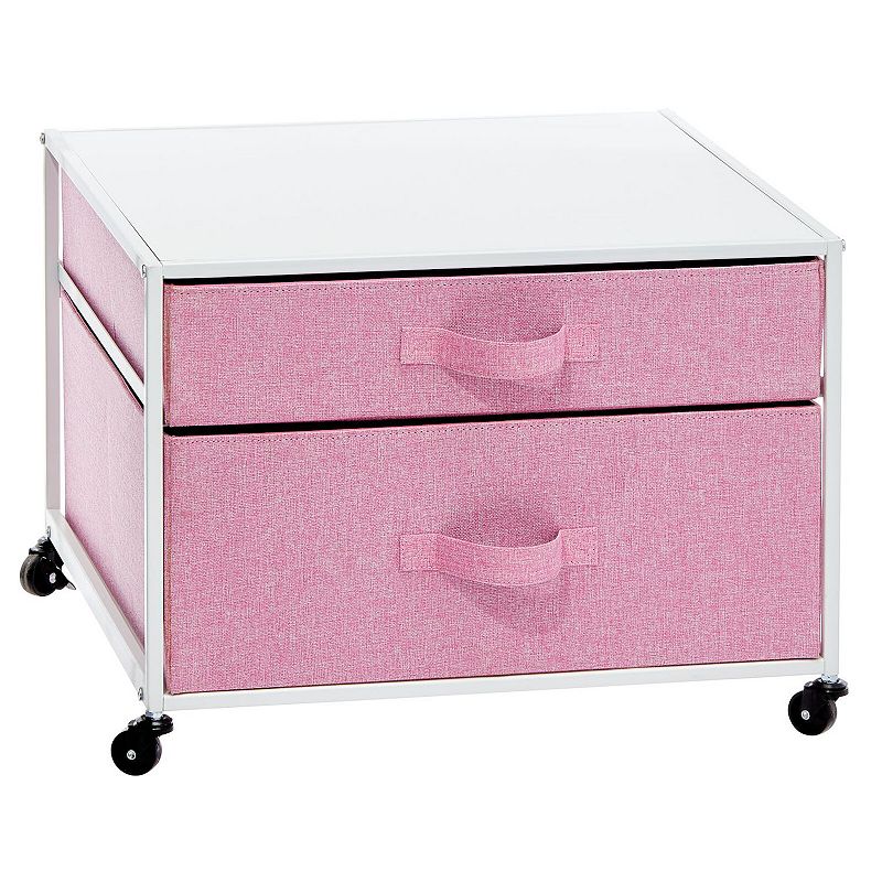 mDesign Metal Rolling Storage Cart for Mini Fridge with 2 Fabric Drawers