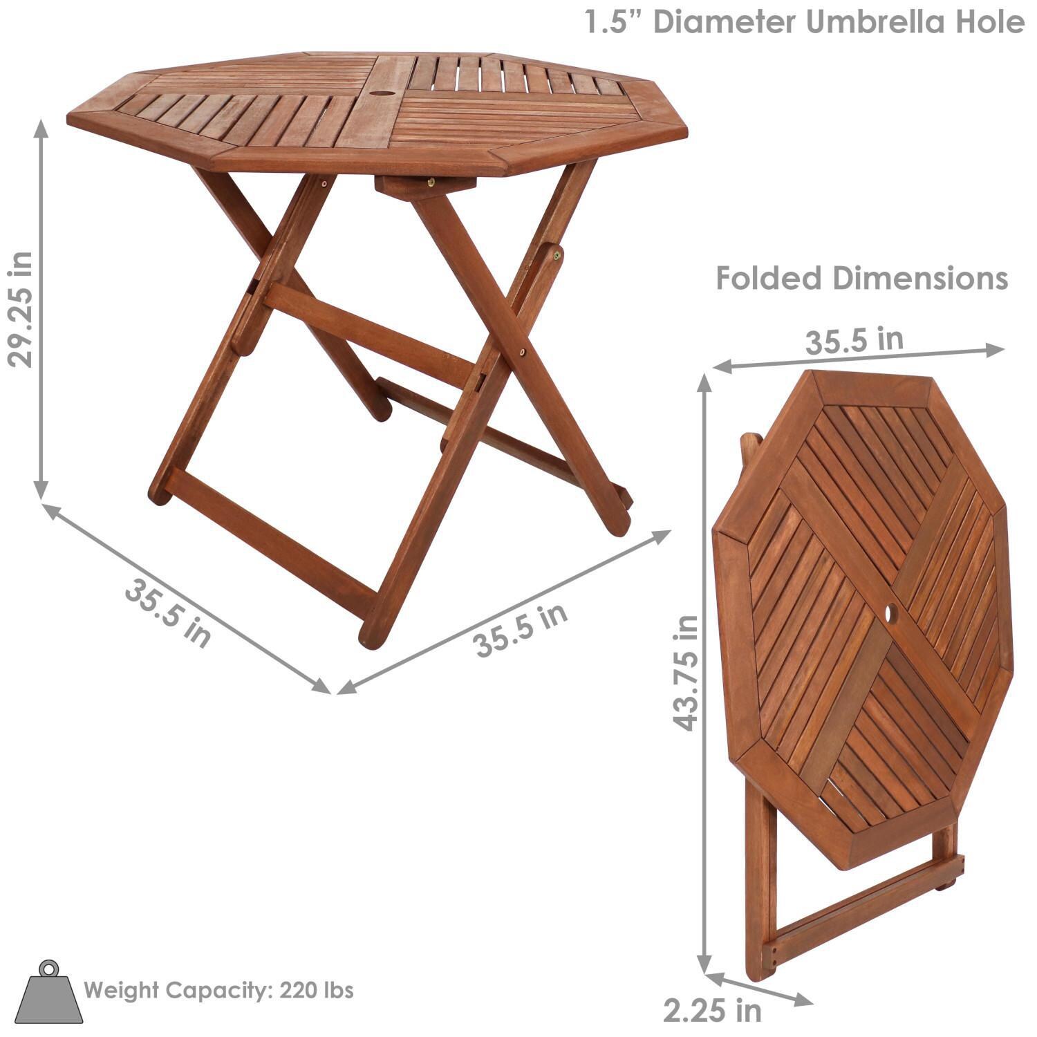 Ultimate Patio 35 1/2-Inch Octagon Meranti Wood Folding Table W/ Teak Oil Finish