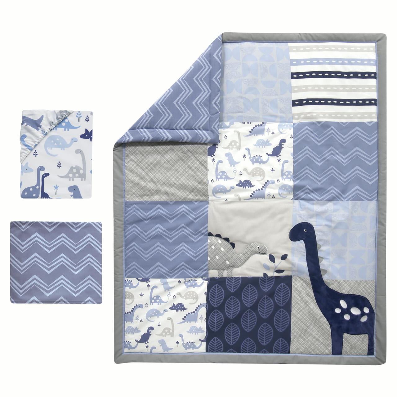 Bedtime Originals Roar Dinosaur 3-Piece Gray/Blue Crib Bedding Set