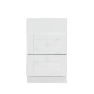 LIFEART CABINETRY Anchester Assembled 33x34.5x24 in. Base Cabinet with 3 Drawers in Classic White AAW-DB33-3