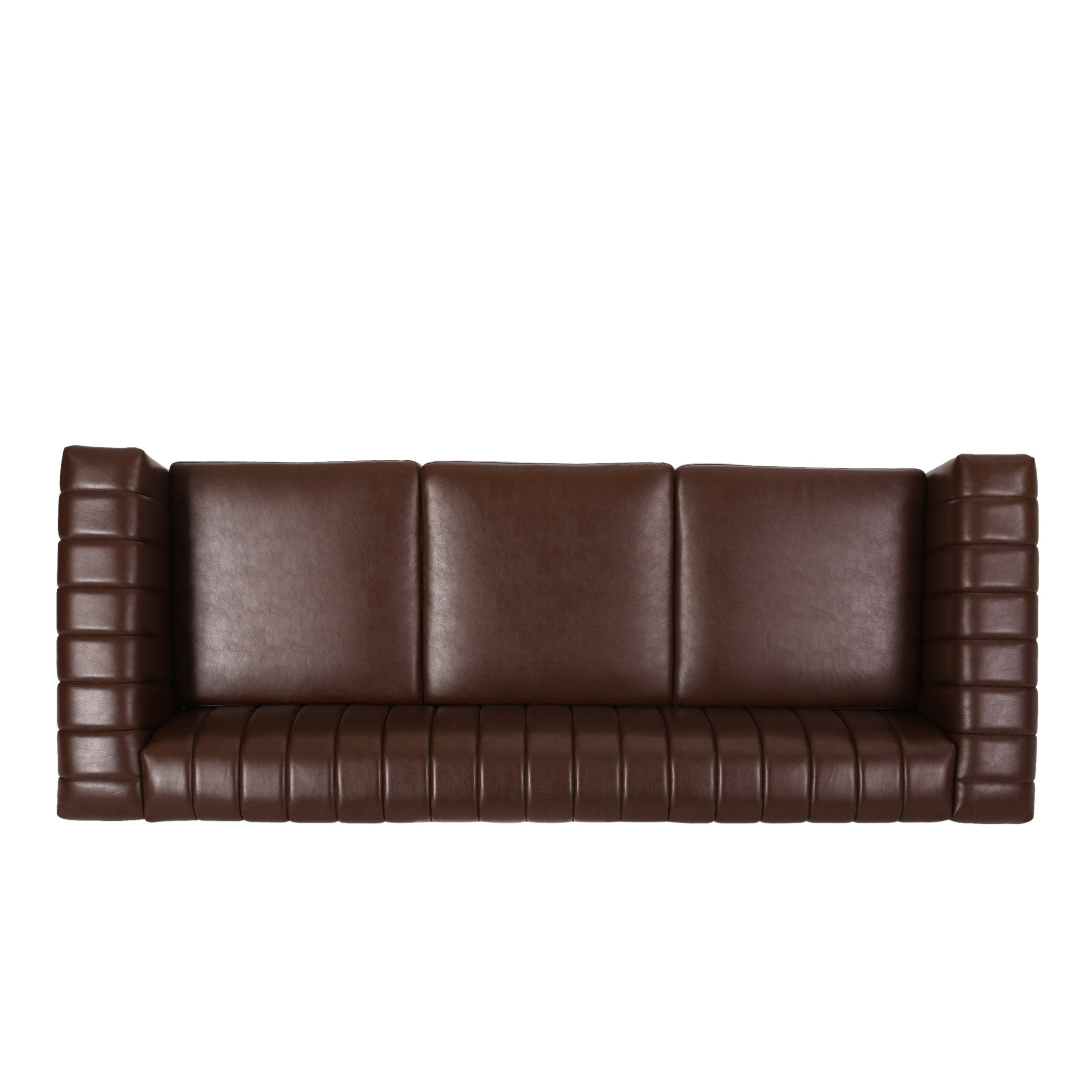 Donley Contemporary Channel Stitch 3 Seater Sofa with Nailhead Trim