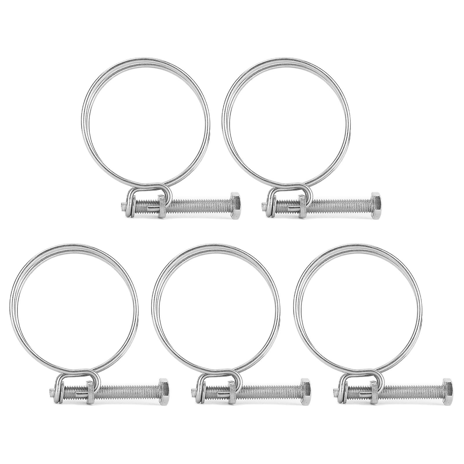 5pcs Double Wire Hose Clamp Adjustable Stainless Steel Wire Tube Clip For Industrial Domestic Use65-70mm