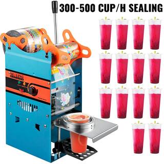 VEVOR Manual Tea Cup Sealer Machine 300-500 Cup per Hour 9095 mm Cup Diameter Boba Tea Sealing Machine for Restaurants Blue NFWY-802F110VPRA2V1