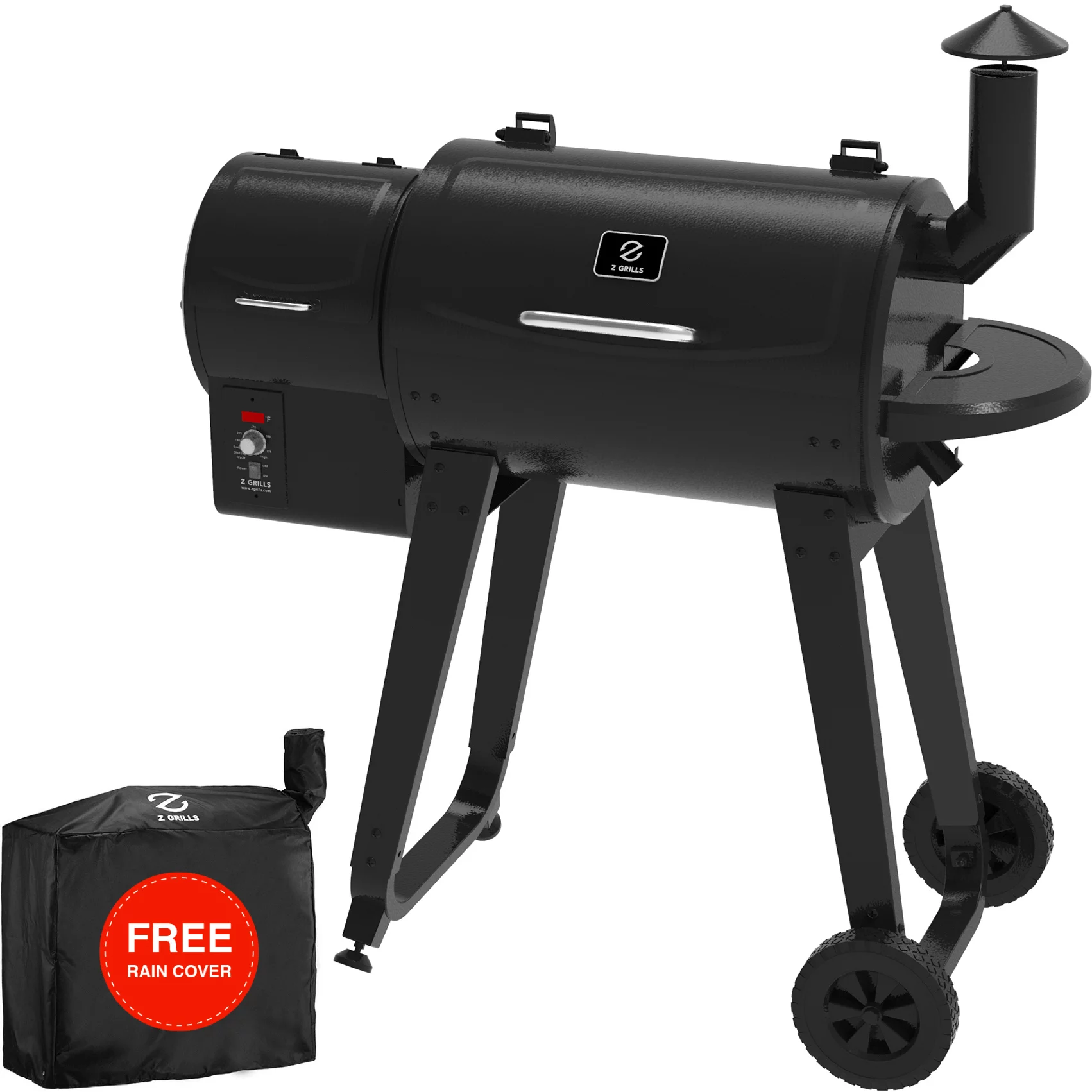 Z GRILLS ZPG-450A3 Wood Pellet Grill and Smoker 8-in-1 BBQ 2022 model， Black