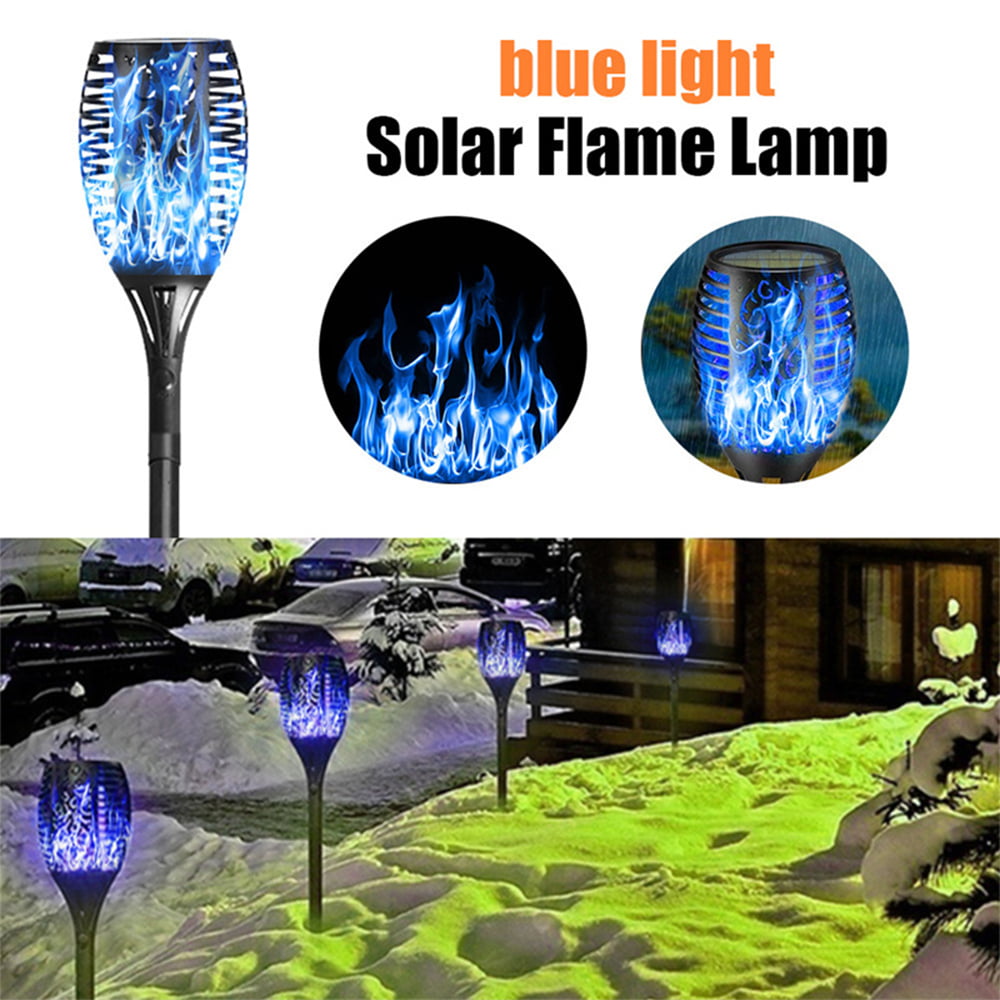 Jinyi 4Pack LED Solar Tiki Torch Lights Dancing Flickering Flame Lamp Waterproof-Blue