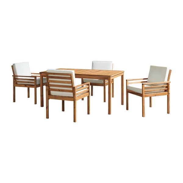 Okemo Acacia Wood 5Piece Outdoor Dining Set with Table and 4 Dining Chairs with Cushions