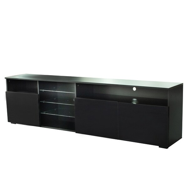 TV Stand Matte Body High Gloss Doors Modern TV Stand LED，Black