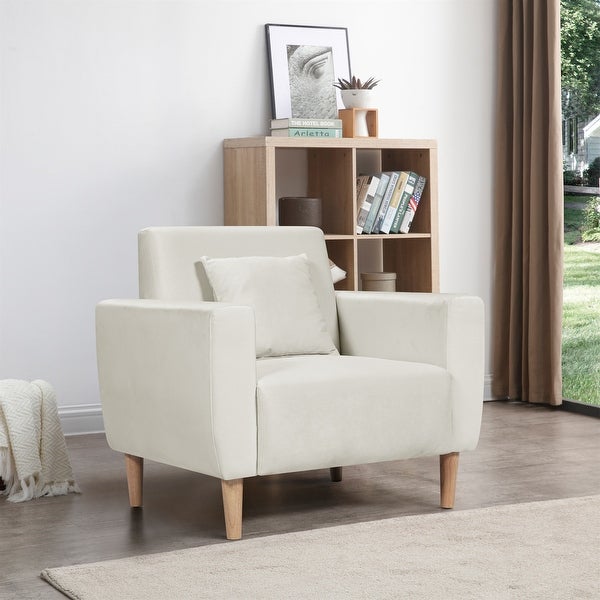 Linen Square Arm Accent Chair with Pillow