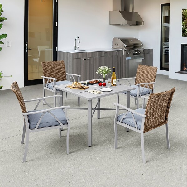 Moasis 5Piece Bistro Set Patio Wicker Swivel Conversation Chairs