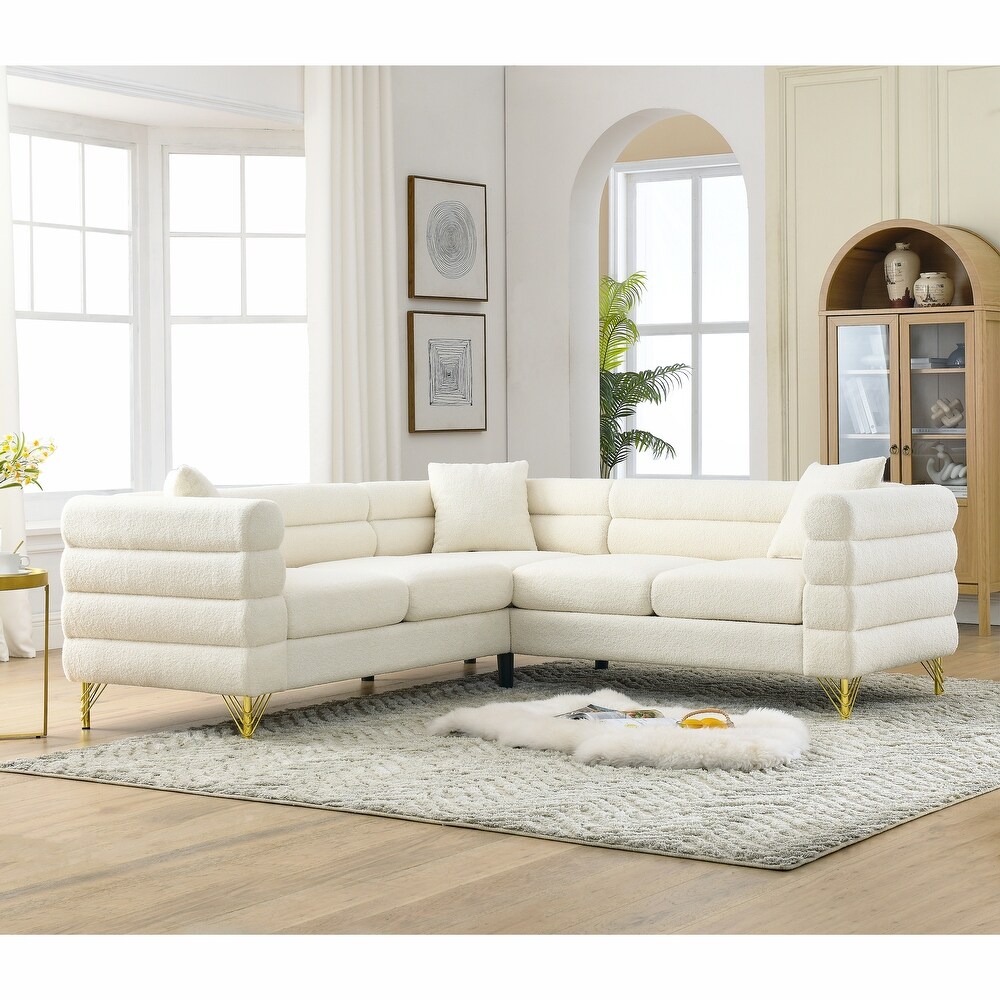 81.5Inch Corner Sofa Covers Oversized 5 Seater Sofa Set L Shaped Sectional Couch with Cushions for Livingroom