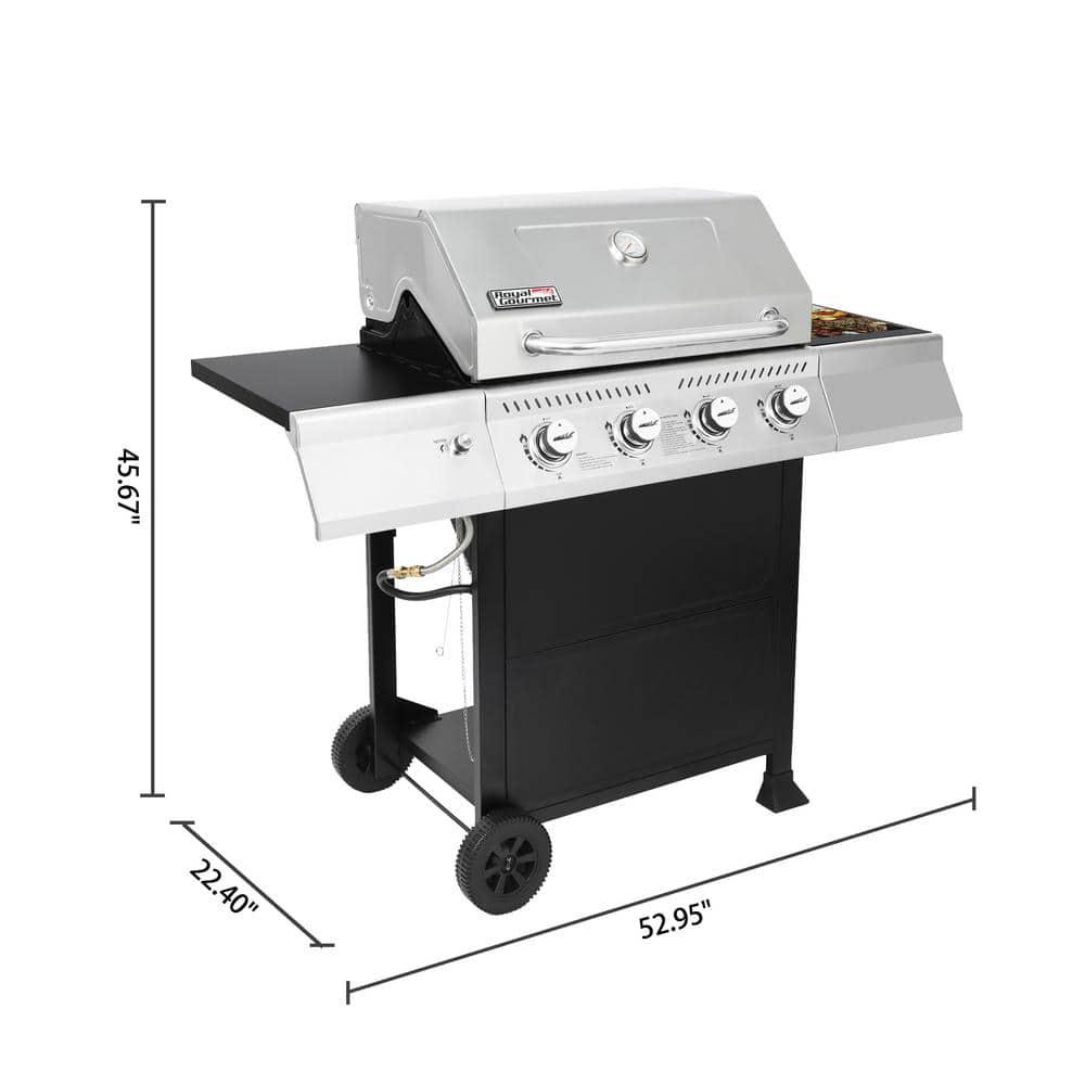 Royal Gourmet Stainless Steel 4Burner BBQ Liquid Propane Gas Grill 40000 BTU Perfect Patio Garden Picnic Backyard Barbecue Grill