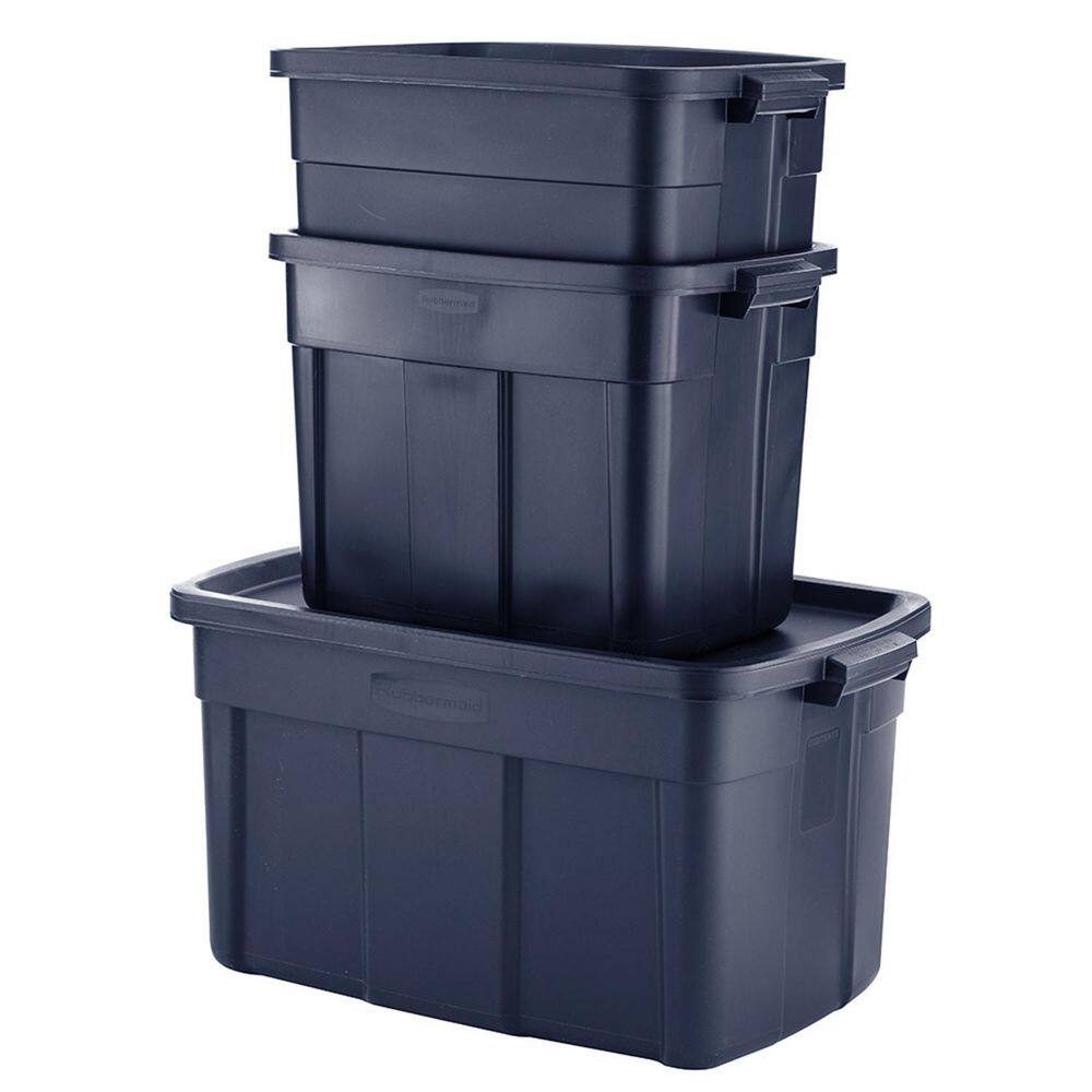 Rubbermaid 18 gal. Stackable Storage Container Dark Indigo Metallic (12-Pack) 2 x RMRT180051-6pack