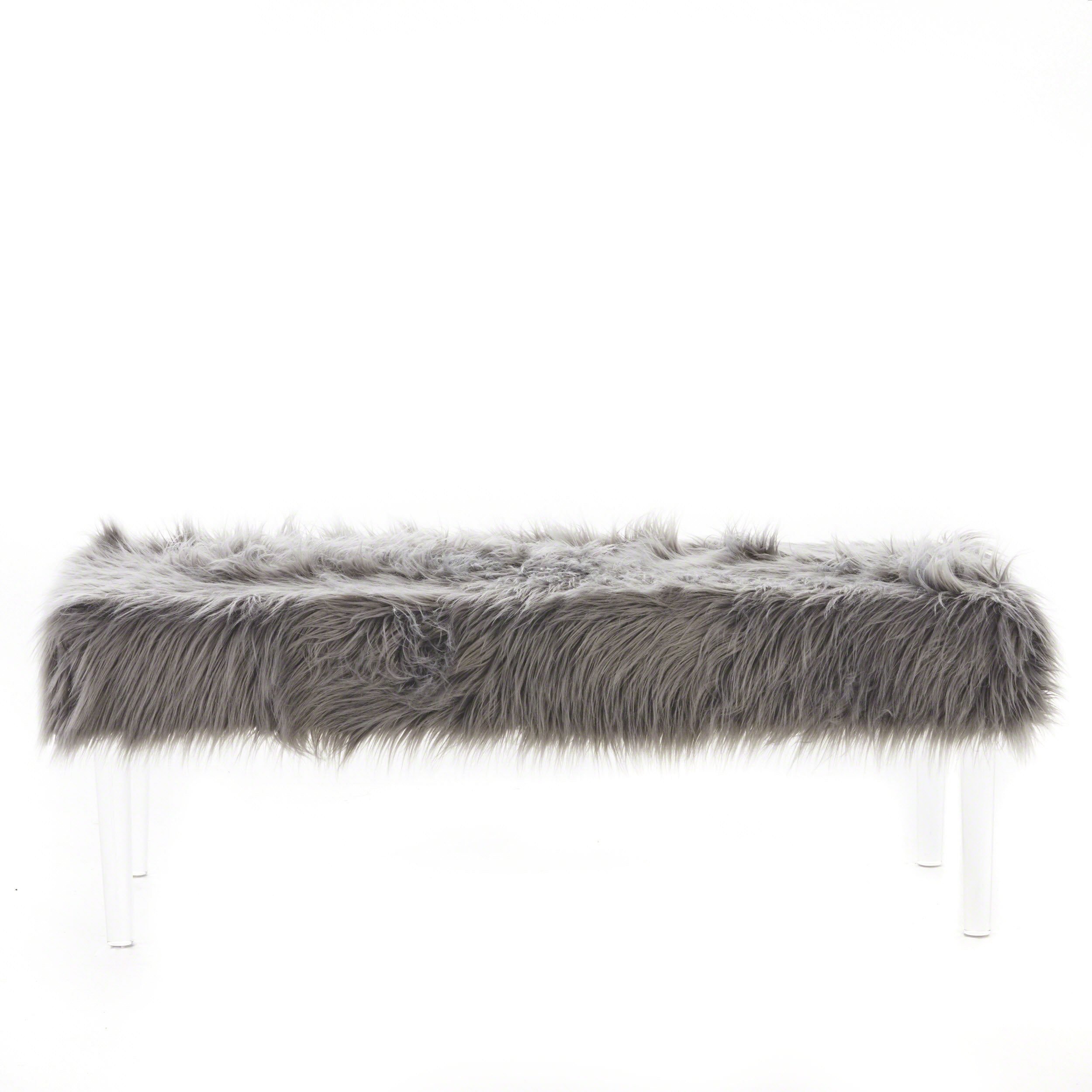 Klamma Glam Faux Fur Short and Straight Furry Ottoman