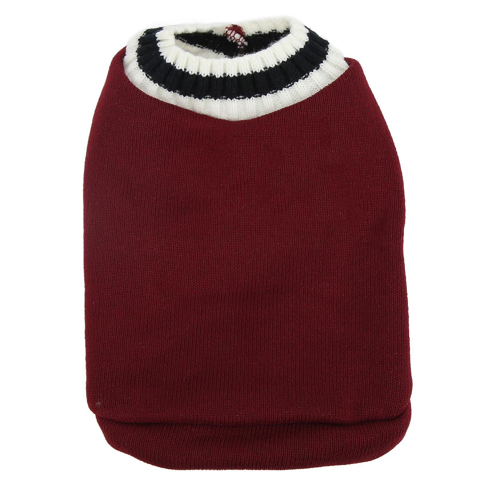 Pet Knitwear V Neck College Style Dog Knitted Autumn And Winter Vest For Cat Dog Rabbits Chinchillawine Red L