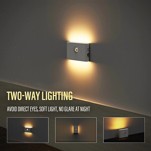 LED Night Lights Motion Sensor USB Rechargeable Linkage Induction Wireless Night Light Kitchen Cabinet Corridor Night Lamp for Bedroom Home Staircase Passageway Lighting