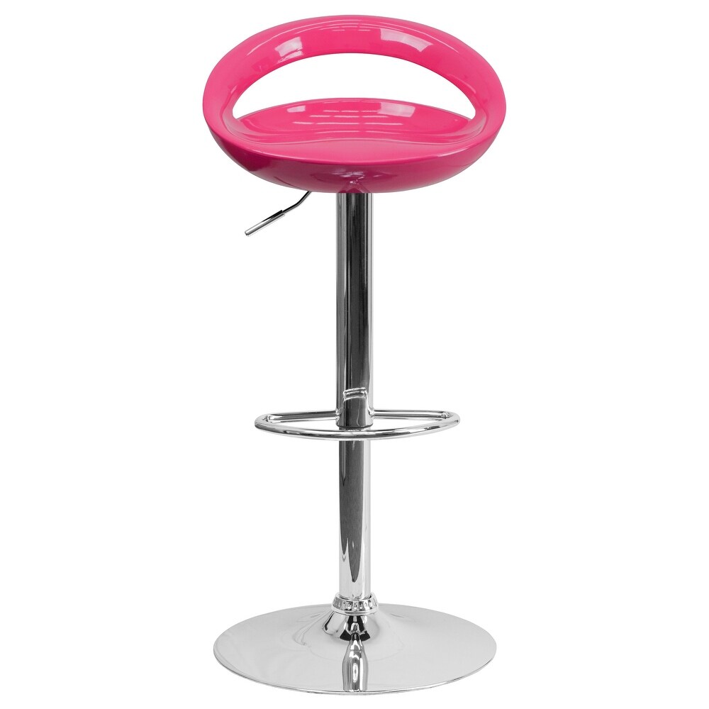 Plastic Rounded Cutout Back Adjustable Height Bar Stool   18.25\