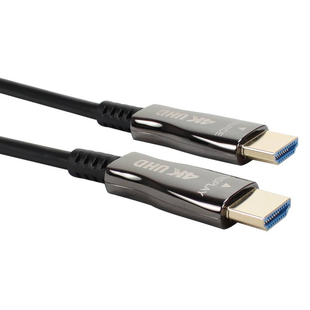 QVS 328 ft. Active Ethernet Gold Plated UltraHD 4K60Hz 18Gbps Slim HDMI Cable - Black HF-100M