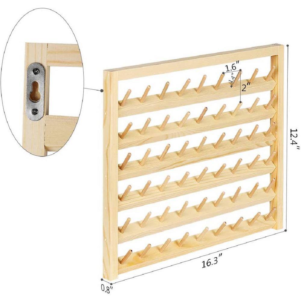 Oumilen 54-Spool Wall Mounted Wooden Sewing Thread Rack HT-BD005