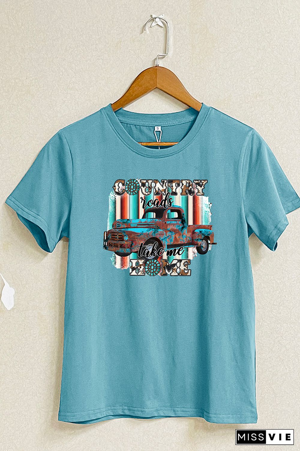 Roads Take Me Print Graphic Tees for Women Wholesale Short Sleeve T shirts Top