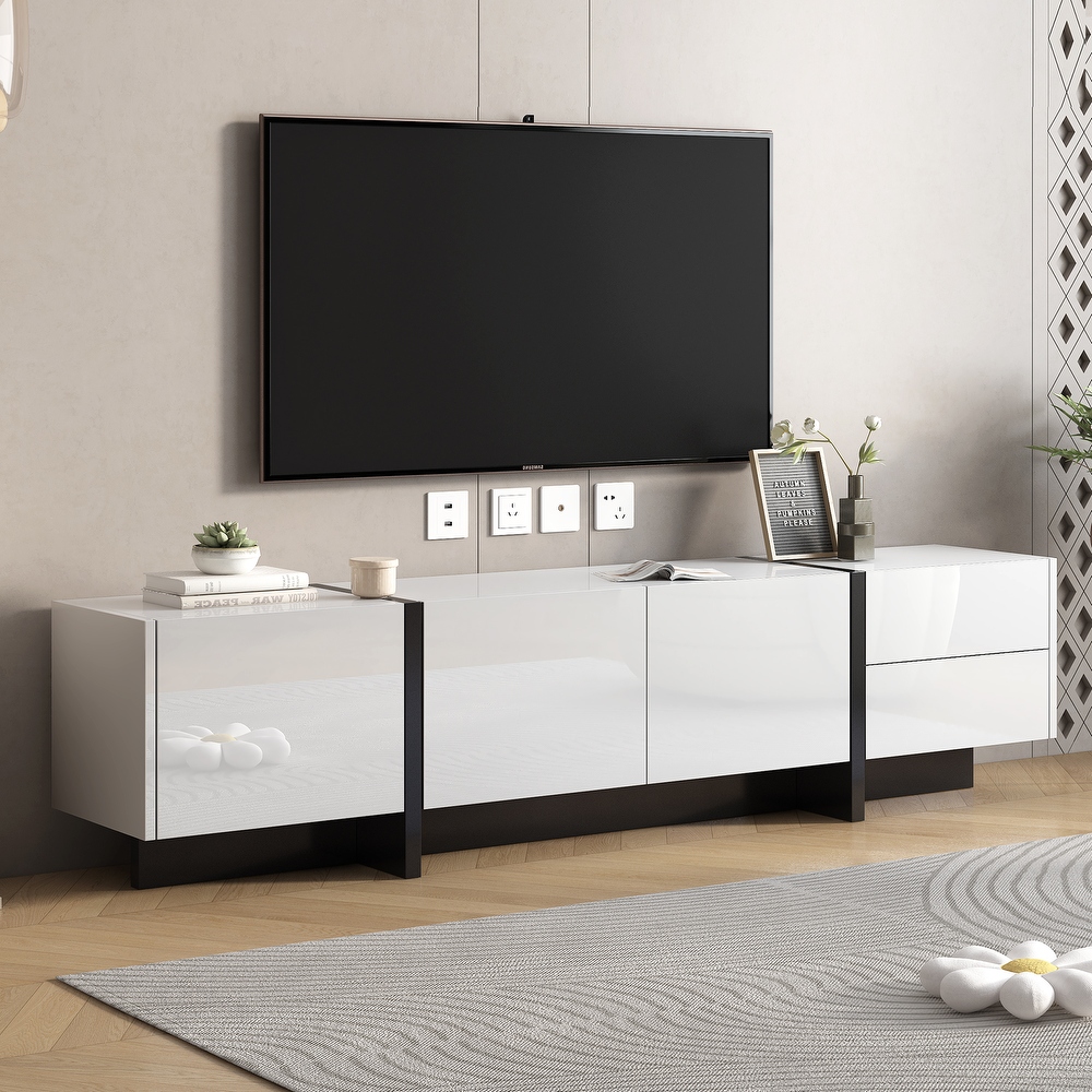 Contemporary Rectangle Design TV Stand for TVs Up to 80\