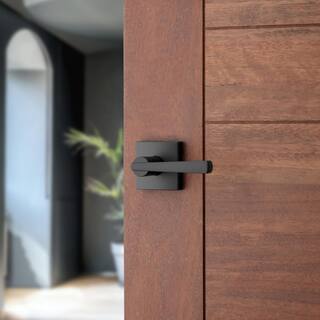 Baldwin Prestige Spyglass Matte Black HallCloset Door Lever with Microban Antimicrobial Technology 352SPLSQR514CP6