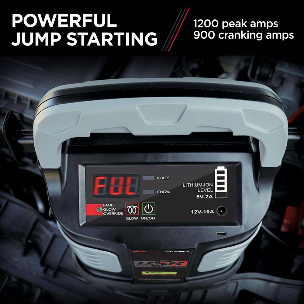 Schumacher Electric DSR ProSeries 12-Volt 1200 Peak Amp Hybrid Ultracapacitor and Lithium Ion Jump Starter for Gas and Diesel Engines DSR132