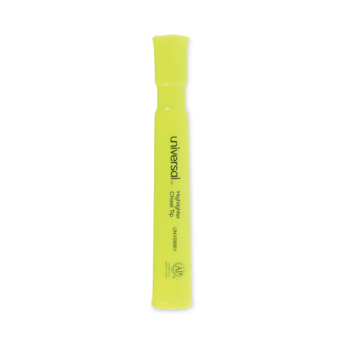 Universal Desk Highlighters， Chisel Tip， Fluorescent Yellow， Dozen (08861)