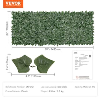 VEVOR Ivy Privacy Fence 39 x 98 in. Artificial Green Wall Screen Greenery Ivy Fence Faux Hedges Vine Leaf Decoration WLSRZ39X981PCJ3ZJV0