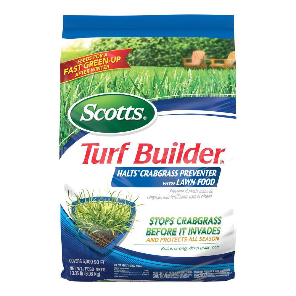 Scotts Turf Builder 13.35 lbs. 5000 sq. ft. Halts Crabgrass Preventer with Lawn Fertilizer (2-Pack) VB02154