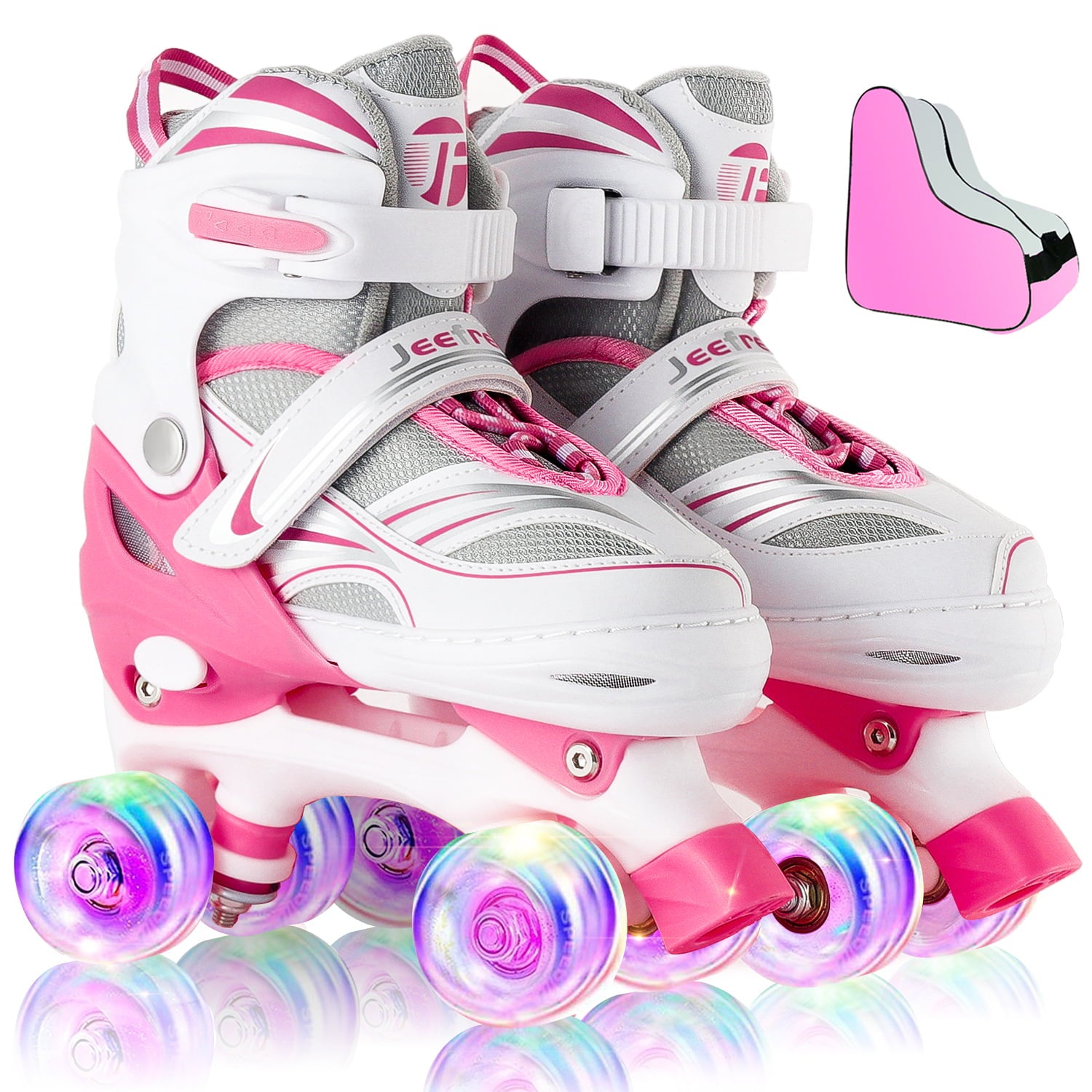 Jeefree Roller Skates for Girls，Kids Roller Skates for Ages 3-8，Size J12-2，Pink