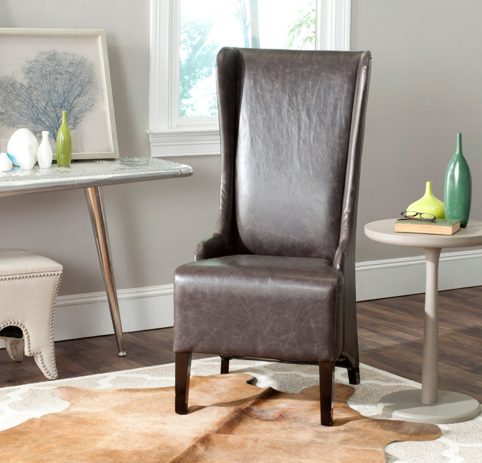 Lauren 20  x27 x27H Leather Dining Chair (Set of 2) Antique Brown/ Espresso   Transitional   Dining Chairs   by AED Luxury Home Decor  Houzz