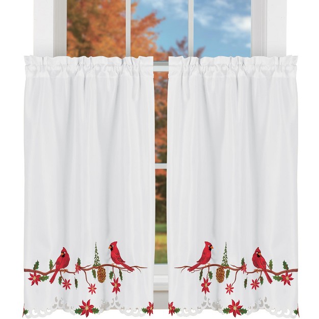 Collections Etc Cardinal Pine Emb Curtains