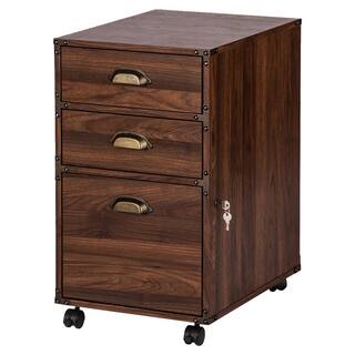 SAINT BIRCH Hanson Walnut 3-Drawer Mobile File Cabinet SBLG4305MFWN