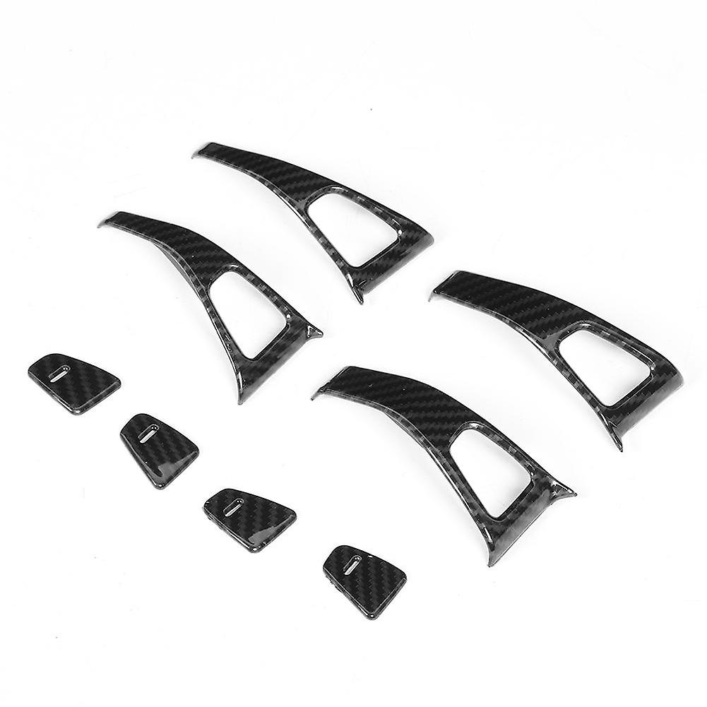 8pcs Carbon Fiber Style Inner Door Lock Switch Trim Frame Fit for Tesla Model 3 2018-2020