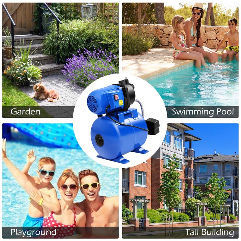 1200W 1.6HP Shallow Well Pump with Pressure Tank, 1000GPH Booster Water Pump Garden Farm Irrigation Jet Pump