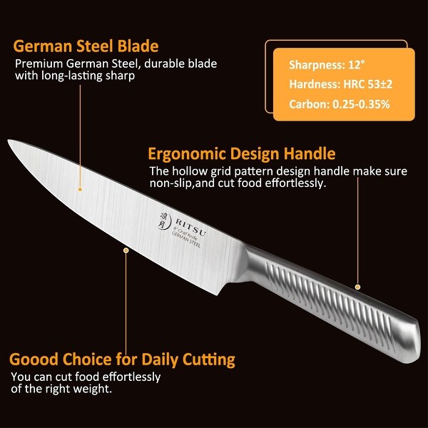 13 Pieces German Steel Knife Set With Block And Steak Knives