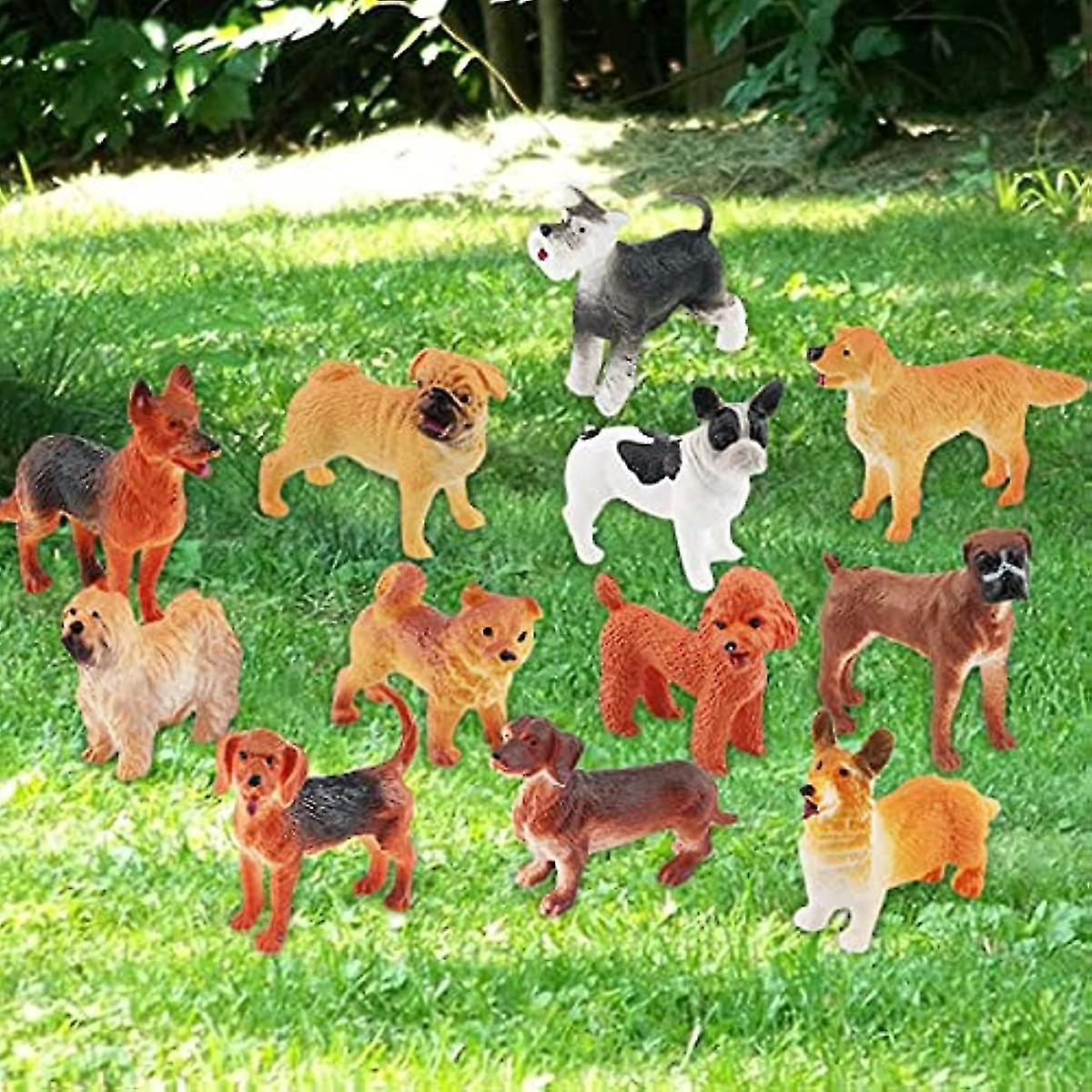 12x Realistic Dog Figurines Toy Set Kids Play Toys Dog Miniature Playset Dog Animal Figurines For Cake Topper Table Decor