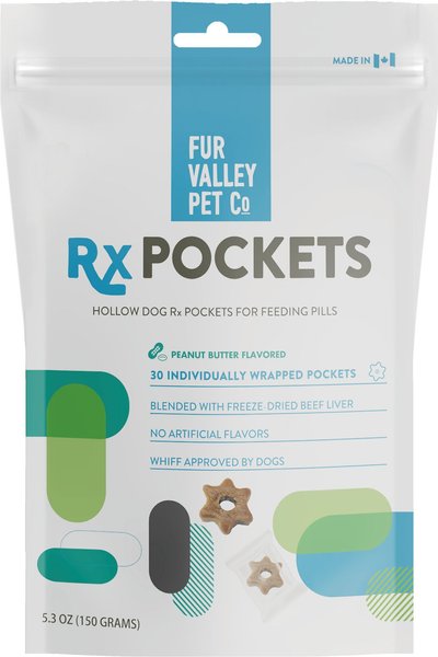 Fur Valley Rx Pockets Peanut Butter Dog Treats， 5.3-oz bag