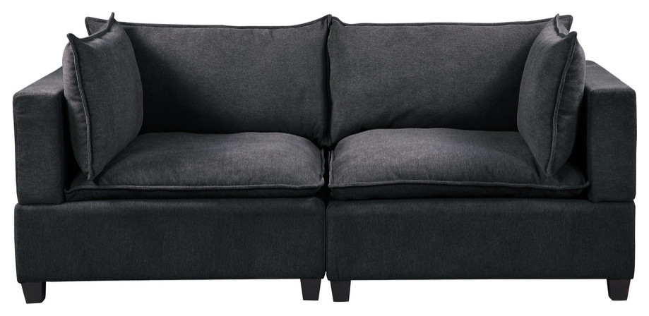 Lilola Home Madison Dark Gray Fabric Loveseat   Modern   Loveseats   by PARMA HOME  Houzz